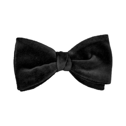 Remo Sartori Made in Italy Men's Velvet Self Bow Tie for Wedding Suit Tuxedo,Silk (Black)