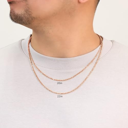 Nuragold 10k Real Rose Gold 1.8mm Rope Chain Diamond Cut Necklace (16"-30") - 26"
