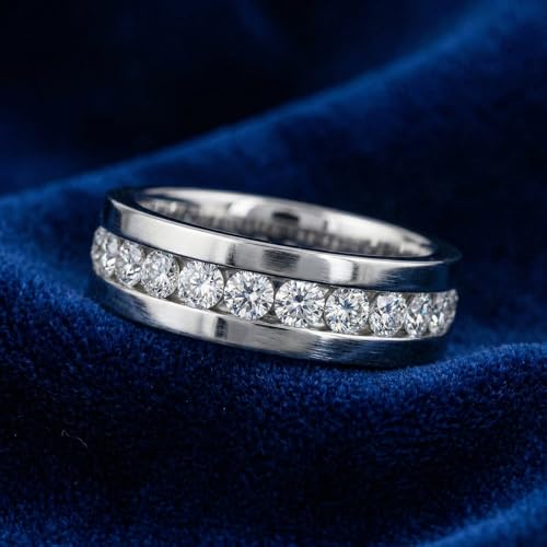 P3 POMPEII3 Pompeii 1.10Ct Diamond Eternity Men's Wedding Ring Polished Band 14k Gold Lab Grown - Size 7 (F/G,VS1-VS2)