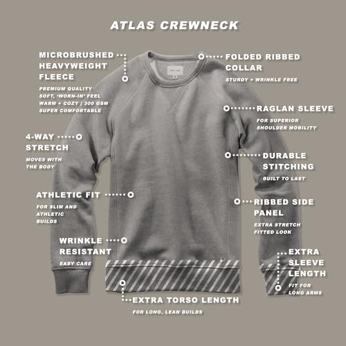 Lanky Llama (NEW) Atlas Crew Neck Sweatshirt | Raglan Sleeve | For Tall Slim Men | Stone Grey Heather, Medium Tall
