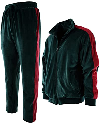 Mens Velour Set with Zippered Pockets and Velour Lining (210-Green, 3X-Large)
