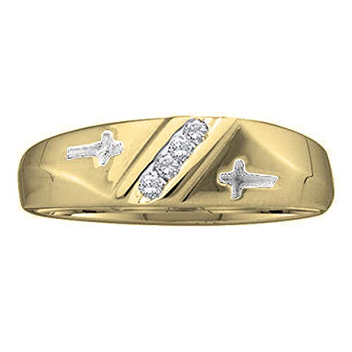 Dazzlingrock Mens Cross Wedding Band 10K Real Solid Yellow Gold, Size 10