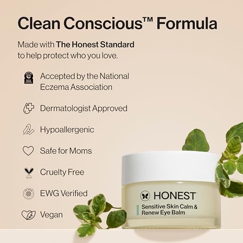 Honest Beauty Sensitive Skin Calm Renew Eye Balm, Vegan, Unscented, 0.5 oz
