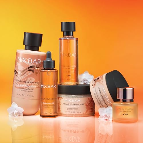 MIX:BAR Vanilla Bourbon Glowy Body Oil for Women, Soothe, Soften & Smooth Dry Skin, with Jojoba & Avocado Oil, Paraben Free, Vegan, 4oz