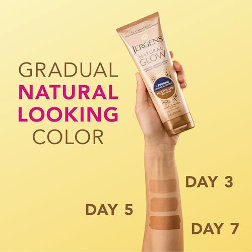 Jergens Natural Glow +Firming Self Tanner Body Lotion, Med-Deep, 7.5oz, 2pk