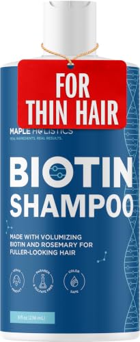 Rosemary and Biotin Shampoo for Thinning Hair - Vegan Volumizing Shampoo for Fine Hair with B Vitamins Argan Oil & Tea Tree Essential Oil - Paraben Silicone and Sulfate Free Vegan Formula (8 Fl Oz)