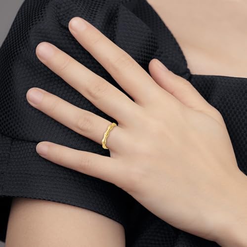 Sonia Jewels Real 14k Yellow Gold Bamboo Ring Band Size 5