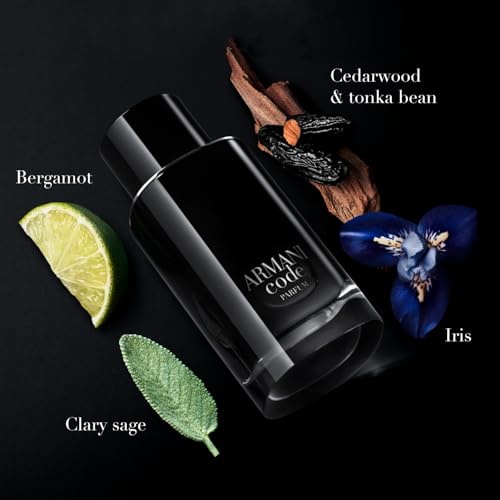 Armani Beauty - Code - Parfum - Cologne for Men - Fresh & Aromatic Men’s Fragrance - Bergamot, Clary Sage, Tonka Bean Notes - 1.0 Fl Oz