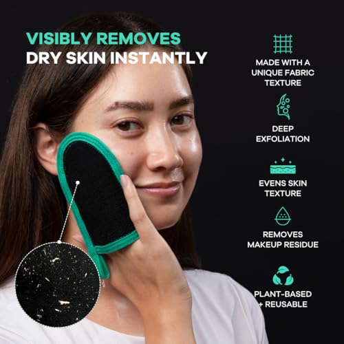 Dermasuri Face Exfoliator Scrubber, Exfoliating Glove & Scrub Mitt 2 Pack