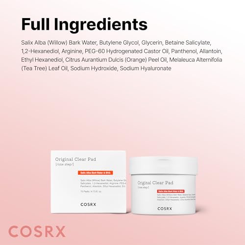 COSRX BHA Toner Pads, 70 Sheets, Exfoliating Pads for Dead Skin & Blackheads, Minimize Pores, Prevent Breakouts, Improve Skin Texture, Korean Skin Care