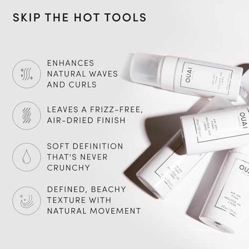 OUAI Air Dry Foam - Hair Mousse for Curly Hair & Beach Waves (4 oz)