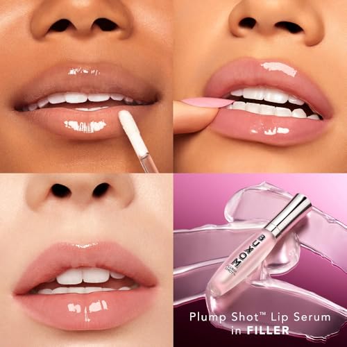 Buxom Plump Shot Peptide Lip Serum - Lip Plumper Gloss for Women with Peptides, Hyaluronic Acid & Glycerin - Volumizing Makeup for Fuller, Smoother Pout - Clear (0.14 oz)