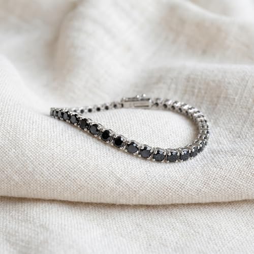 Pompeii 3ct Black Diamond Tennis Bracelet 14K White Gold 7"