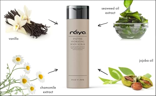 RAYA Enzyme Hydrating Body Scrub 8 oz Orange Vanilla Scent (S-104) | Gentle and Exfoliating Body Scrub | Made with Seaweed, Jojoba Beads, and Fruit Enzymes