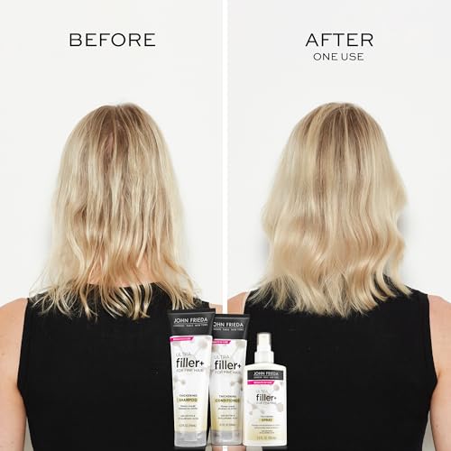 John Frieda ULTRAfiller+ Thickening Conditioner, Strengthening Conditioner for Damaged or Thin Hair, Infused with Biotin and Hyaluronic Acid to Strengthen Hair for Thicker Fuller Results, 8.3 Oz