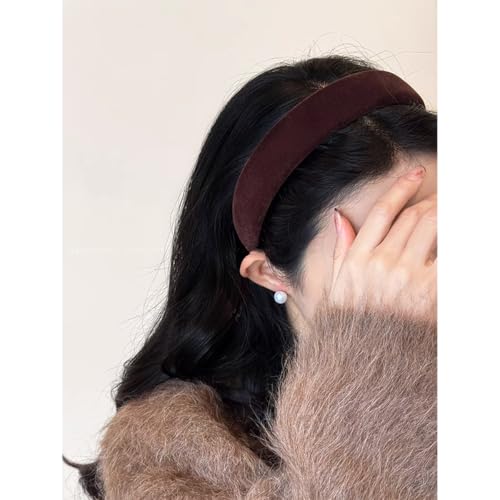 Lvyeer Deep brown Velvet Padded Headbands for Women Fashion Non slip Comfortable Head Bands for Women (Deep brown, one size)