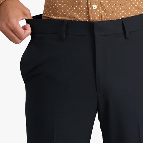 Haggar J.M Men's Stretch Superflex Waist Slim Fit Flat Front Dress Pant, Black, 30Wx30L
