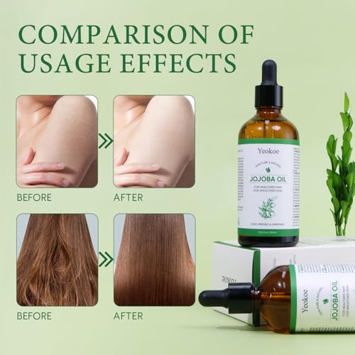 Yeokoe Jojoba Oil Pure Cold Pressed Unrefined Gua Sha for Healthier hair Smoother skin Base Carrier Moisturizing Oil 3.52oz 100ml