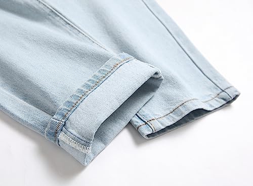 OIIIO Men's Ripped Slim Fit Straight Leg Jean Denim Pant (30, 30011 Blue)