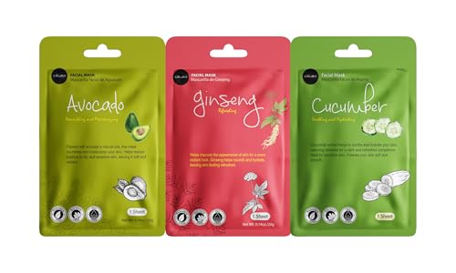 Celavi Korean Face Mask Sheet Set, Facial Spa Masks, 24 Pack