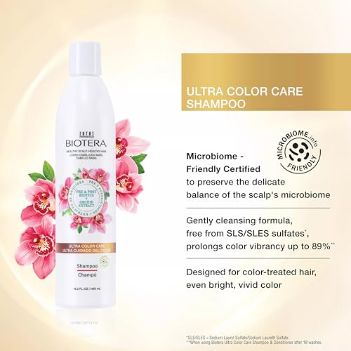 Biotera Ultra Color Care Shampoo for Vivid Color-Treated Hair - Protects & Extends Vibrancy with Coconut & Orchid Extract, Enhances Shine & Softness, Sulfate-Free, Vegan, 32 Fl Oz
