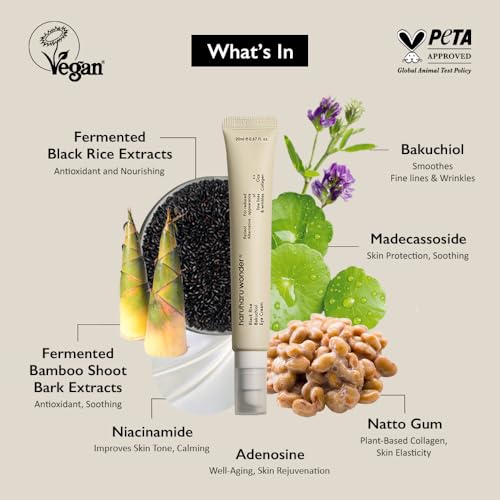 haruharu Black Rice Bakuchiol Eye Cream, 0.67 fl.oz, Wrinkle Care, Vegan