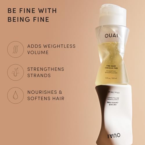 OUAI Fine Shampoo and Conditioner Set - Sulfate Free Shampoo and Conditioner for Women & Men - Made with Keratin, Marshmallow Root, Shea Butter & Avocado Oil - Free of Parabens & Phthalates (10 Fl Oz)