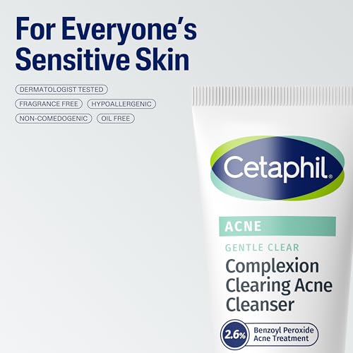 Cetaphil Gentle Clear BPO Acne Face Wash, Soothing, Sensitive Skin, 4.2 fl oz