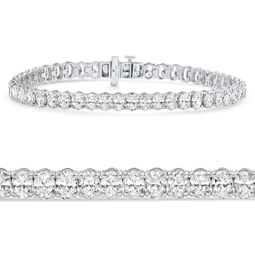 P3 POMPEII3 Pompeii 10Ct Oval Cut Diamond Tennis Bracelet 7" 14k White Gold Lab Grown - Size 7 (EF,VS)