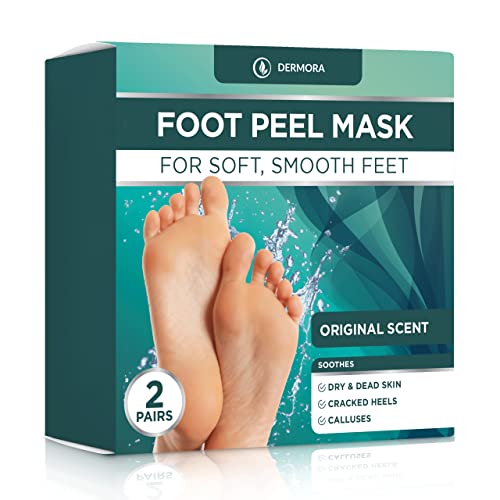 DERMORA Foot Peel Mask, Exfoliating Foot Peeling Mask, 2 Pairs, Original
