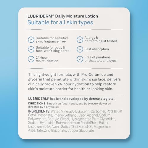 Lubriderm Daily Moisture Body Lotion, Fragrance Free, 24 fl. oz