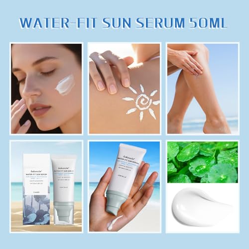 Centella Sunscreen SPF 50, Moisturizing Water-Fit Sun Serum, Face Sun Screen Long-Lasting Protection, Centella Madagascar Sunscreen, NO White Cast - Dry Oily Skincare For All Skin 50mL/1.69FL.OZ