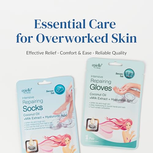 Epielle Intensive Repairing Hand Mask 6 Pairs, Soften with Coconut Oil & Milk Extract, Deep Moisturizing Gloves for Dry, Rough Skin, Self Care Gifts for Women, Spa Kit