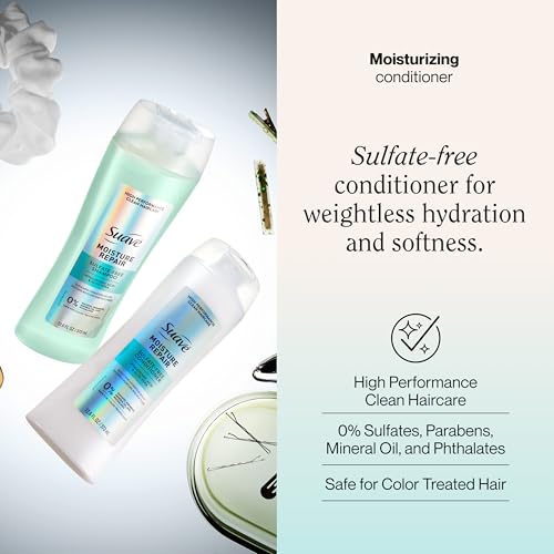 Suave Moisture Repair Conditioner, Sulfate-free, for restored moisture with every wash, safe for color treated hair, 12.6 oz