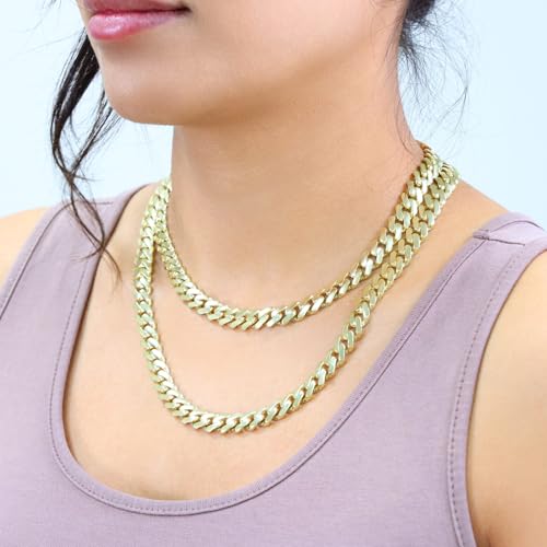 Nuragold 10k Real Yellow Gold Royal Monaco 9mm Miami Cuban Chain Necklace - 20"