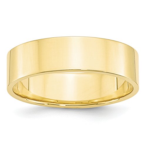 Wedding Bands for Women and Men 10k Yellow Gold Ring, Size 12.5 - Classic, Flat, Polished Unisex Wedding Band - Lightweight 6mm Solid Anniversary Ring - Timeless Bridal Jewelry
