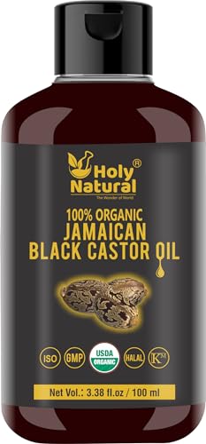 Organic Jamaican black Castor Oil (3.38 fl oz) USDA Certified, Traditional Handmade with Typical and Traditional roasted castor beans smell ,100% Pure black Castor Oil (No Additive, Non GMO)