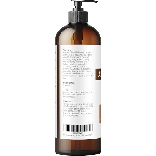 velona Argan Oil - 16 fl oz, Cold Pressed, Unrefined, with Pump
