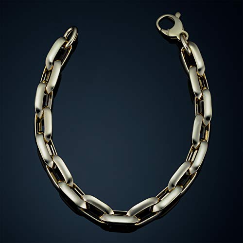 Kooljewelry 14k Yellow Gold Oval Rolo Link Bracelet (10 mm, 8.5 inch)