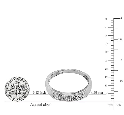 Dazzlingrock Collection 0.14 Carat (Cttw) Sterling Silver Round Diamond Men's Micropave Hip Hop Wedding Band, Size 9.5