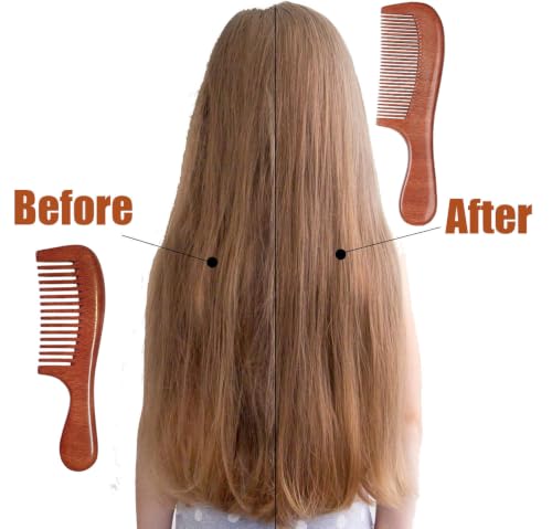 Morsafe 2 Pcs Sandalwood Hair Comb Set Wide and Fine Tooth Wooden Comb for Women Men, Anti-static Detangling Wood Comb for Curly Fine Frizzy Wet Dry Hair