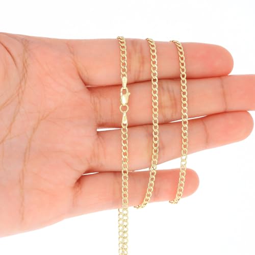 Nuragold 14k Real Yellow Gold Cuban Curb Link 2.5mm Chain Bracelet/Anklet - 7"