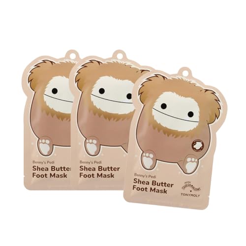 TONYMOLY x Squishmallows Benny Shea Butter Foot Mask Set of 3 – Hydrating & Moisturizing Pedi Treatment for Dry, Cracked Heels and Callused Feet – Nourishing Softening Self Care Skincare Gift