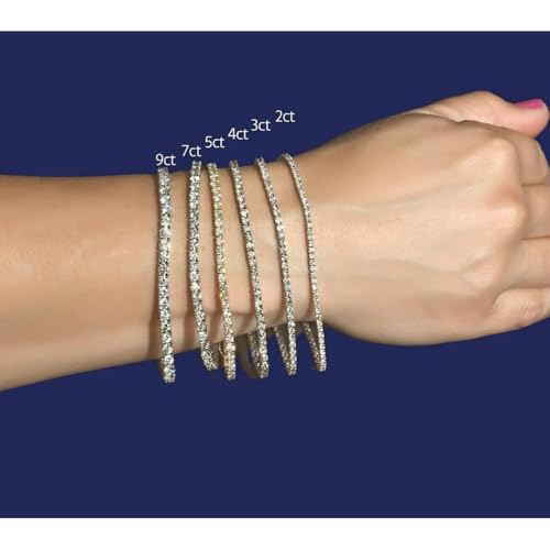 P3 POMPEII3 Pompeii 4 Carat TW Round Cut Diamond Tennis Bracelet 14k White Gold Lab Grown (((G-H)),SI(2)-I(1))