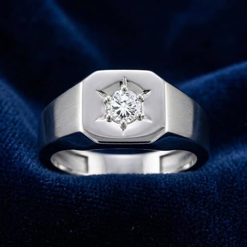 P3 POMPEII3 Pompeii Mens 1/6ct Diamond Solitaire High Polished Wedding Ring 10k White Gold - Size 12