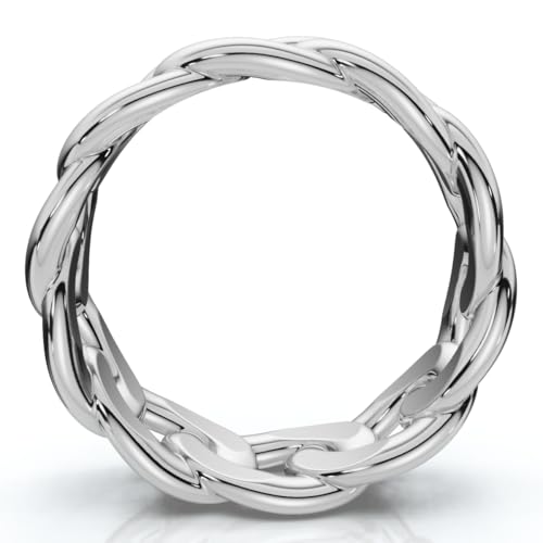 P3 POMPEII3 Pompeii Mens Solid Heavy 8mm 14k Gold Cuban Link Ring - Size 12
