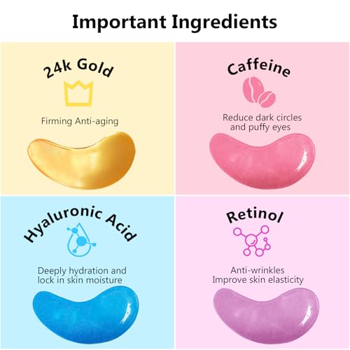 Permotary Under Eye Patches(40 Pairs), Collagen Crystal Eye Mask with Hyaluronic Acid, Under Eye Mask for Dark Circles, Puffy Eyes, Wrinkles, Treatment Skin Care