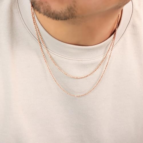 Nuragold 10K Real Rose Gold Rope Chain Diamond Cut Necklace (1.5mm-6mm) - 1.5mm,18"