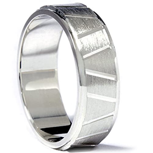 P3 POMPEII3 Pompeii Mens 14K White Gold Greek Key Wedding Ring Band New - Size 7.5