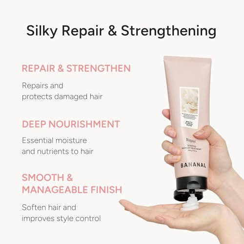 BANANAL Scented Repair Treatment Mask – Protein Enriched Deep Korean Hair Conditioner for Damaged – 17 Amino Acids, Botanical Oils, Shea Butter & Ceramide, White Floral Musk, 100 ml / 3.4 fl oz